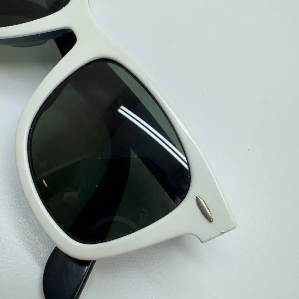 RARE Ray-Ban RB2140 Wayfarer 956 Gloss White G-15 Sunglasses Made in Italy